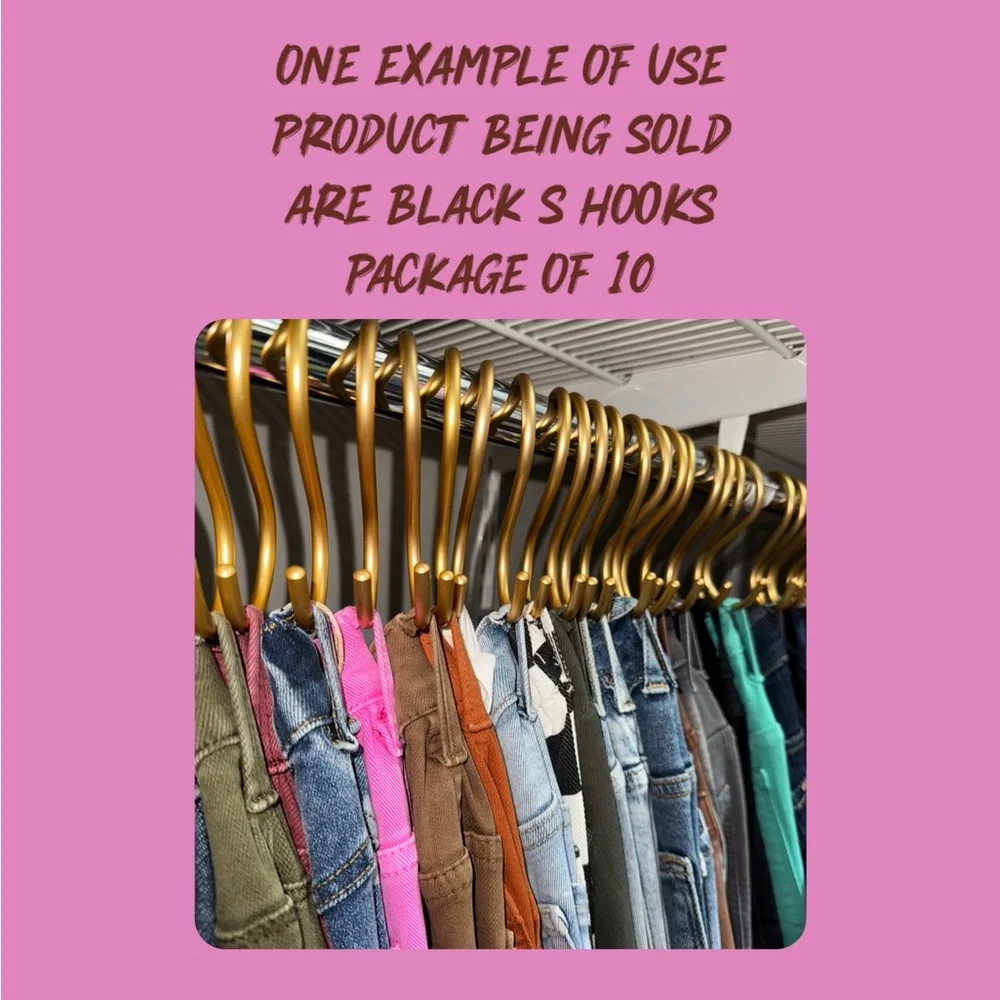 Black S-Shaped Hooks for closet organization - Package of 10